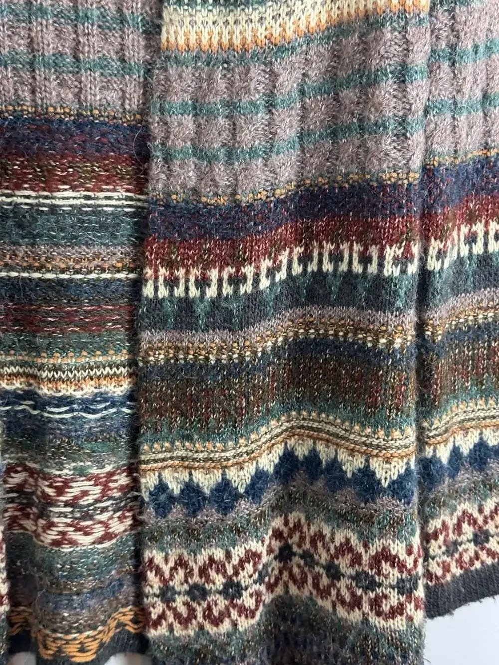 Orvis Women’s Multicolor Fair Isle Knit Open Front Long Sleeve Cardigan Sweater